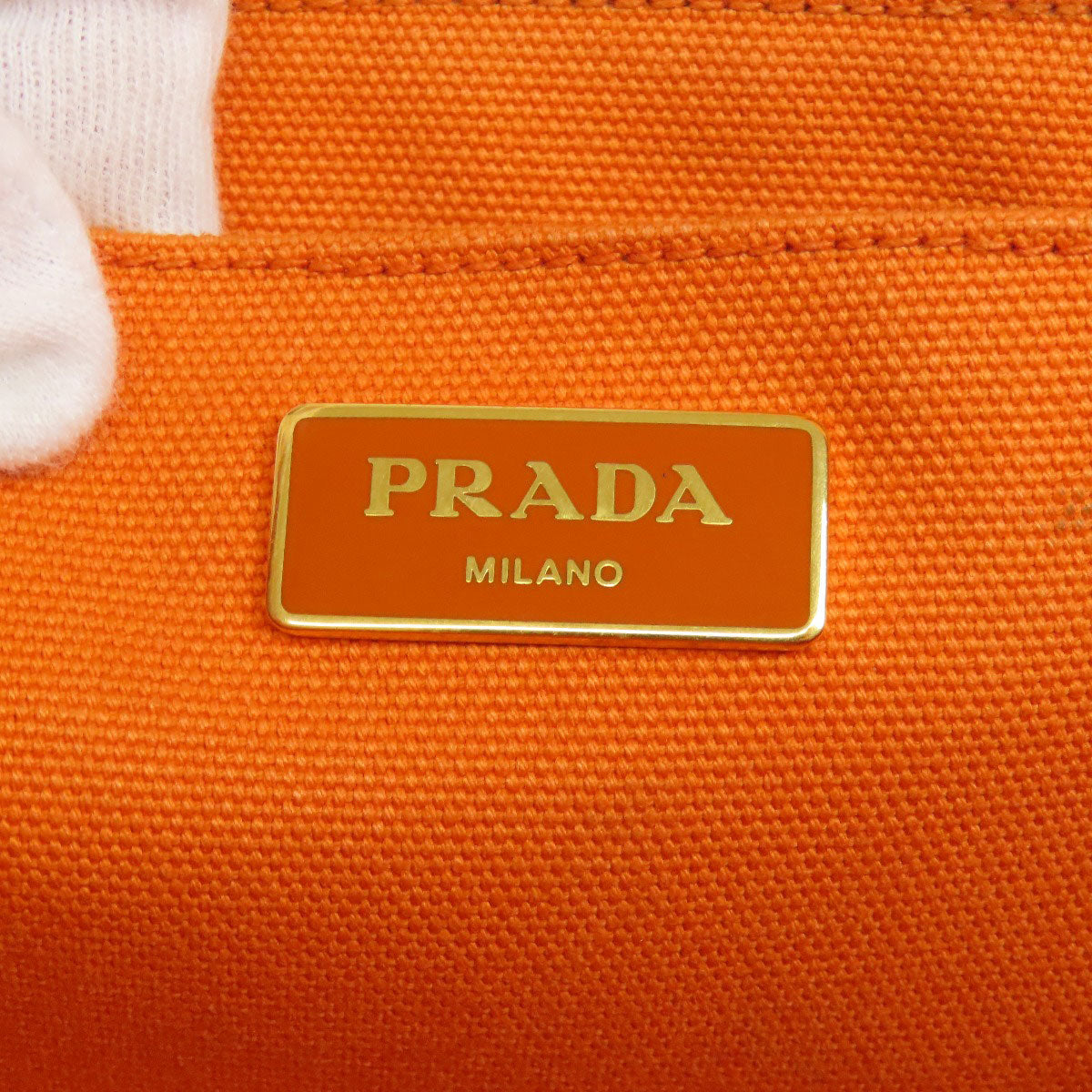 PRADA Handbag canvas Orange Canapa