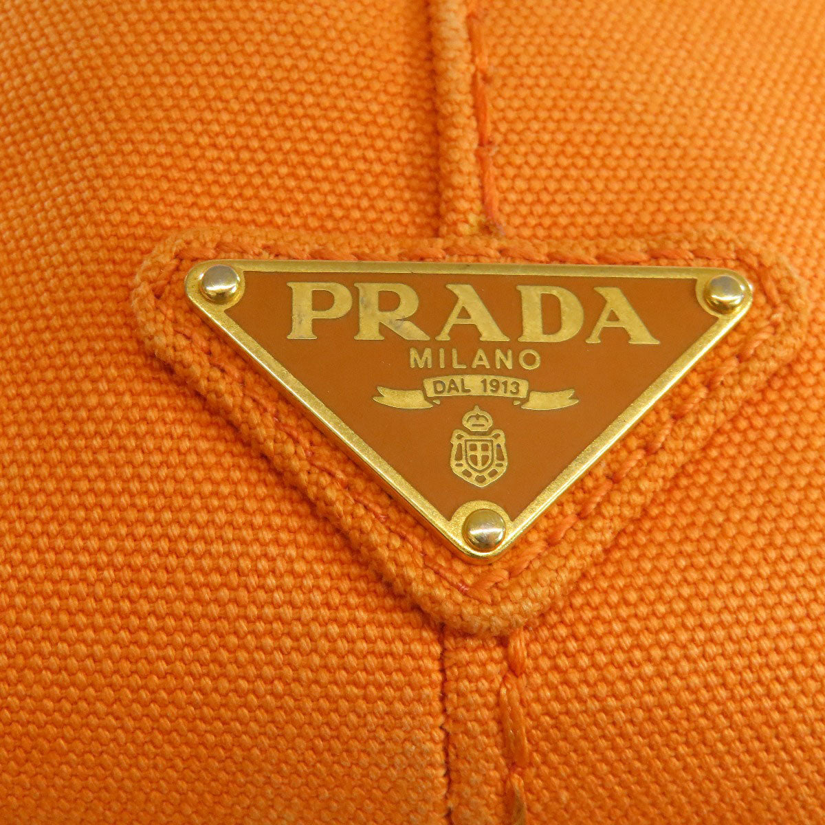 PRADA Handbag canvas Orange Canapa