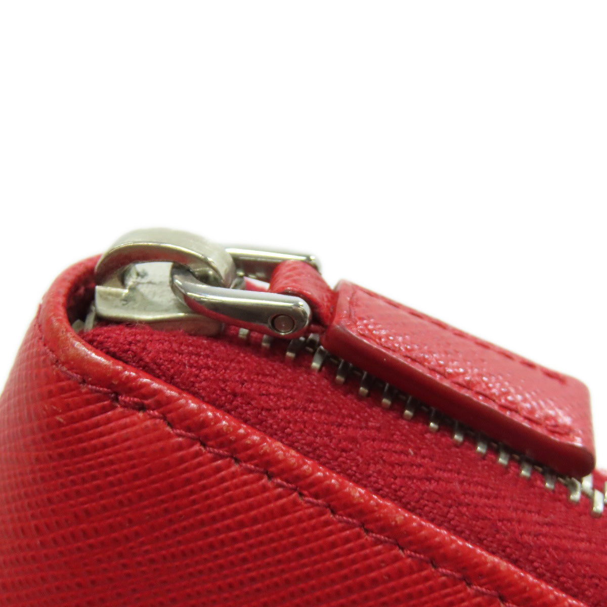 PRADA Long Wallet Purse Safiano Red logo