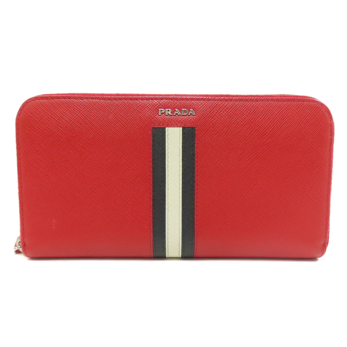 PRADA Long Wallet Purse Safiano Red logo
