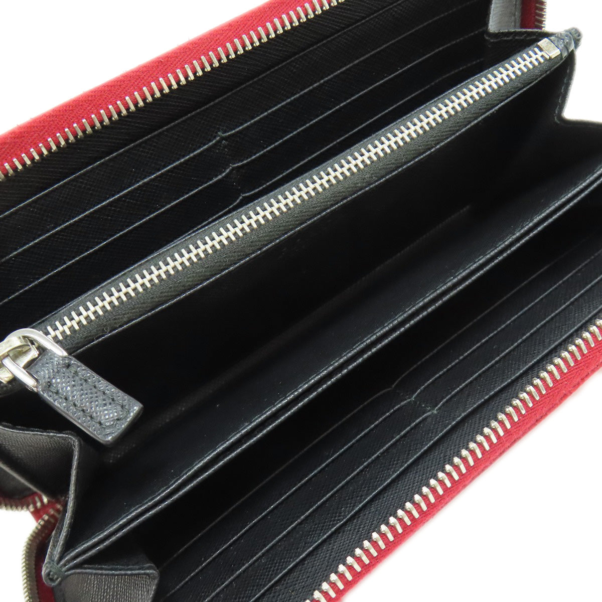 PRADA Long Wallet Purse Safiano Red logo