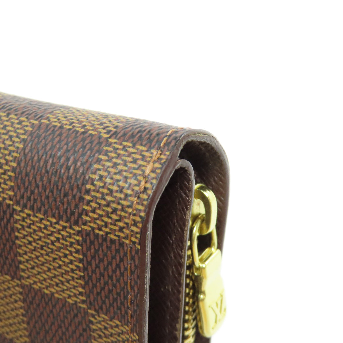 LOUIS VUITTON Bifold Wallet M61668 Damier canvas Brown Compact zip