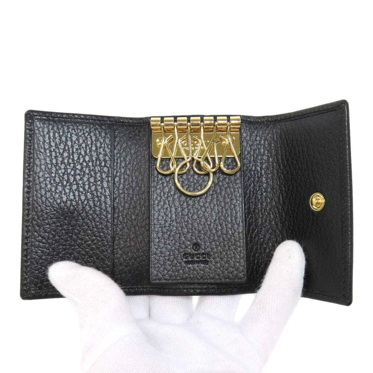 GUCCI Key case Key holder 456118 leather black Double G