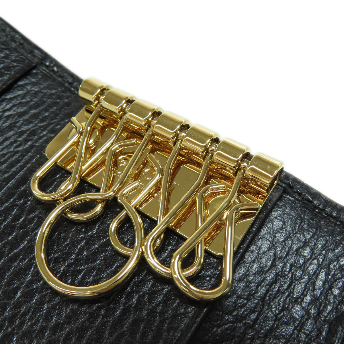 GUCCI Key case Key holder 456118 leather black Double G
