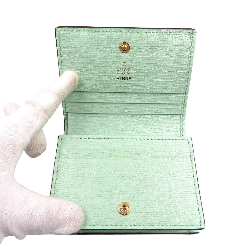 GUCCI Bifold Wallet 701009 leather Emerald Bananya Women Used Authentic