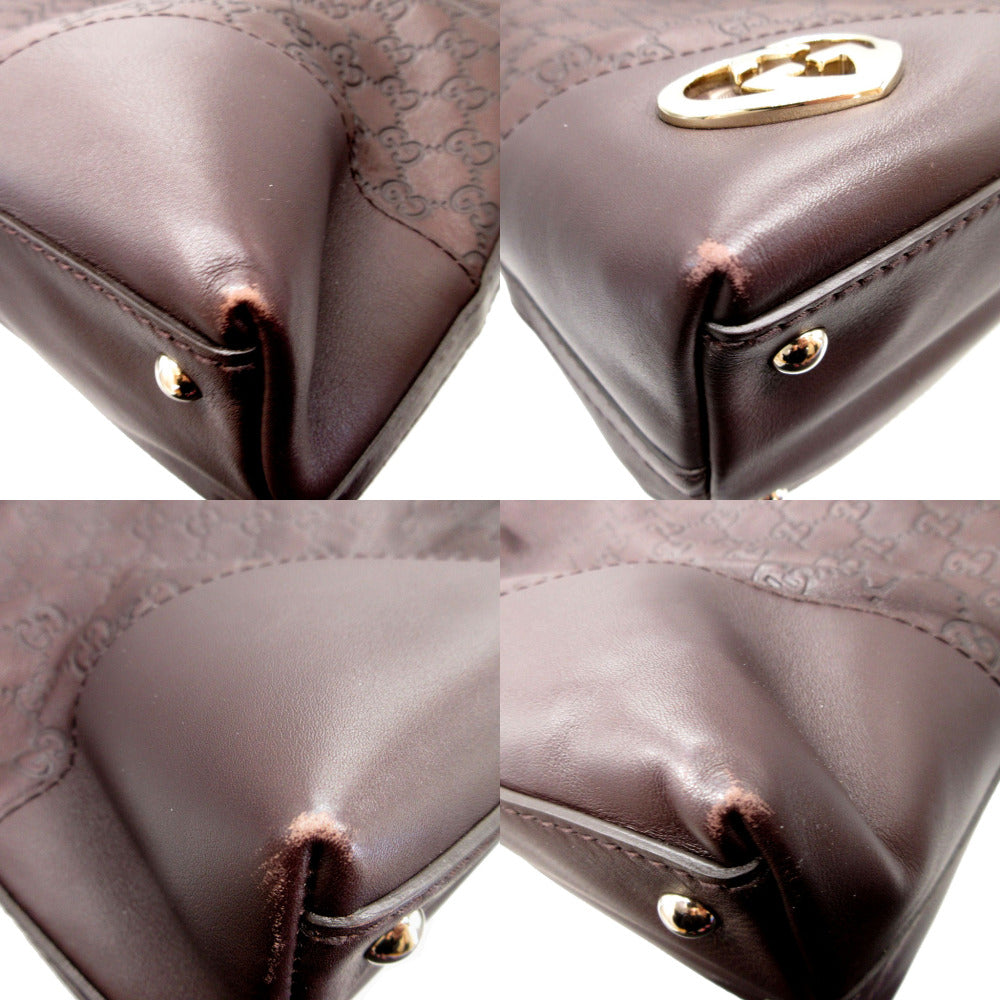 GUCCI Shoulder Bag 257070 leather Brown Lovely Guccisima Women Used Authentic