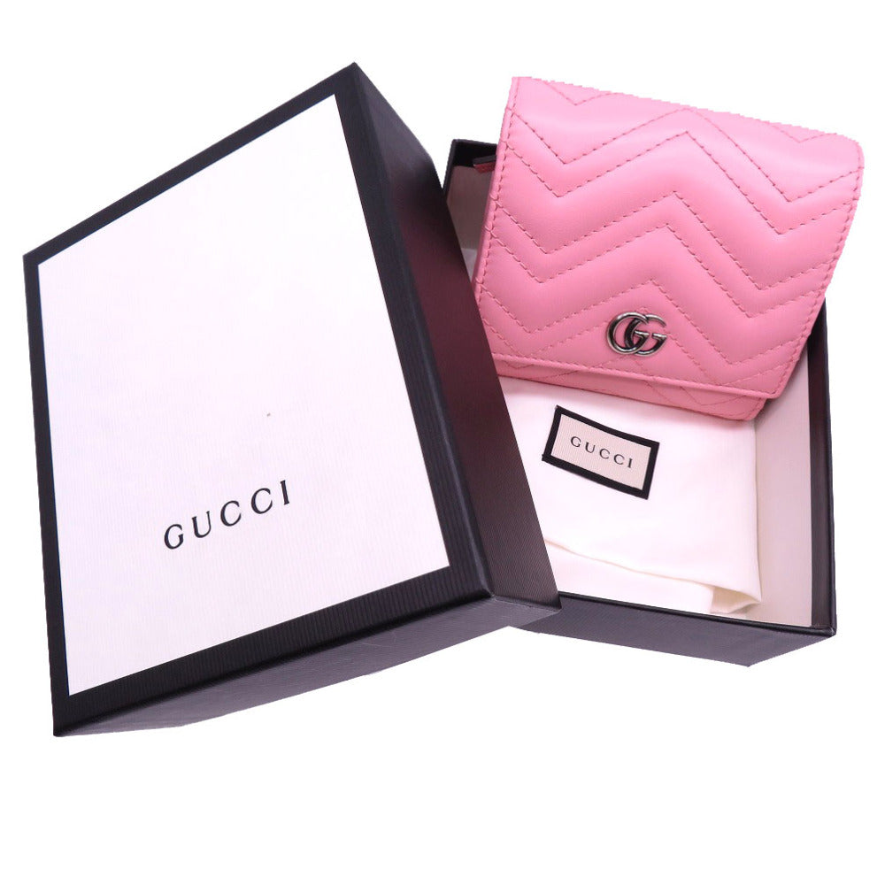 GUCCI Bifold Wallet 598629 leather pink GG Marmont