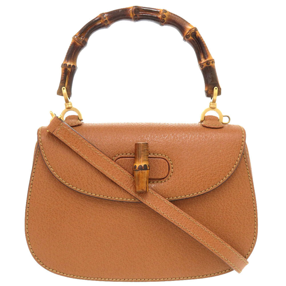 GUCCI Handbag 000 2046 0188 Bamboo Brown 2WAY Women Used Authentic