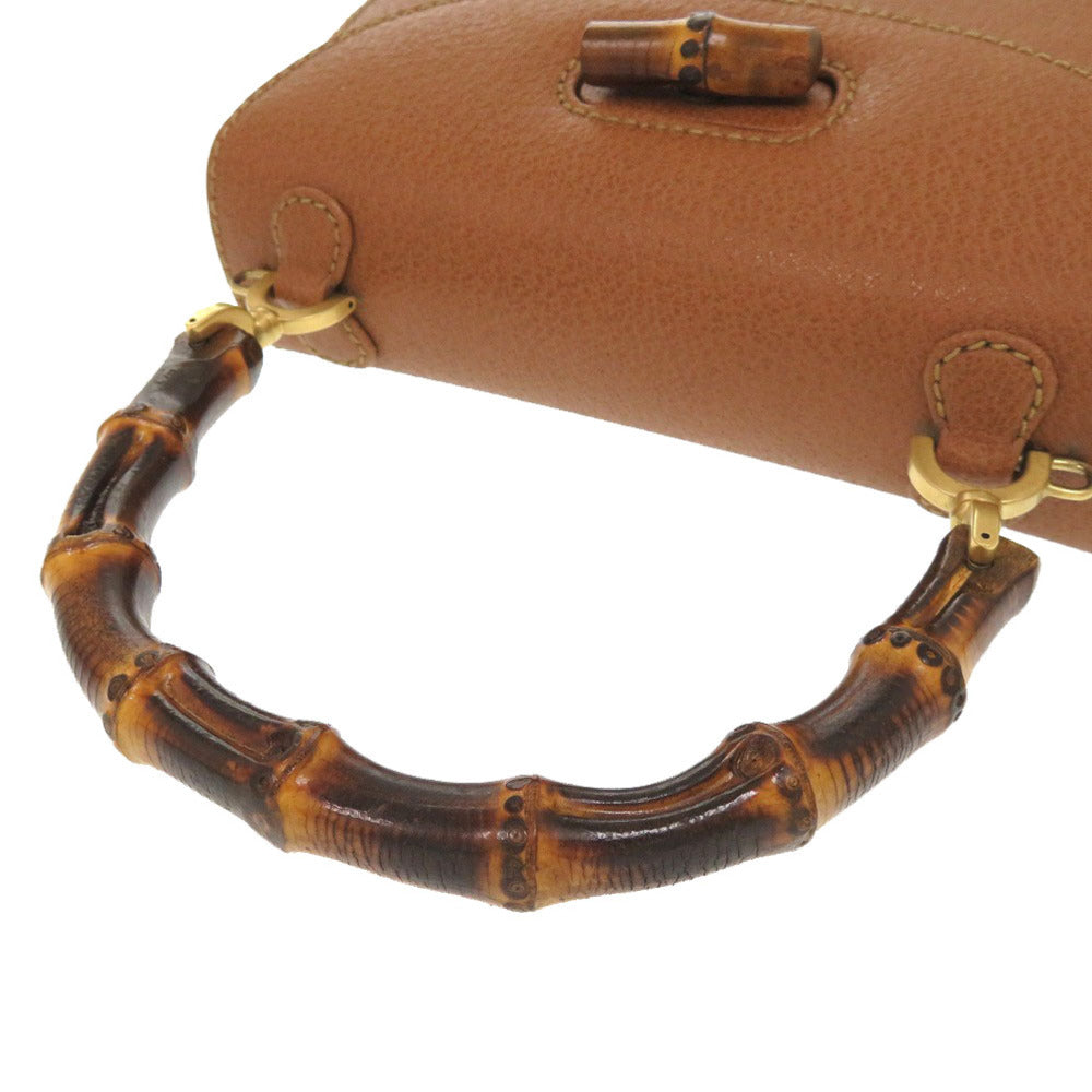 GUCCI Handbag 000 2046 0188 Bamboo Brown 2WAY Women Used Authentic