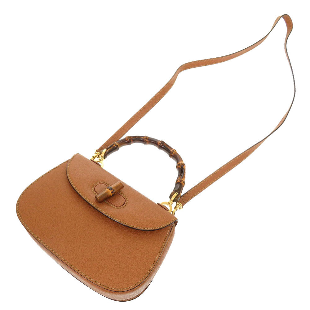 GUCCI Handbag 000 2046 0188 Bamboo Brown 2WAY Women Used Authentic
