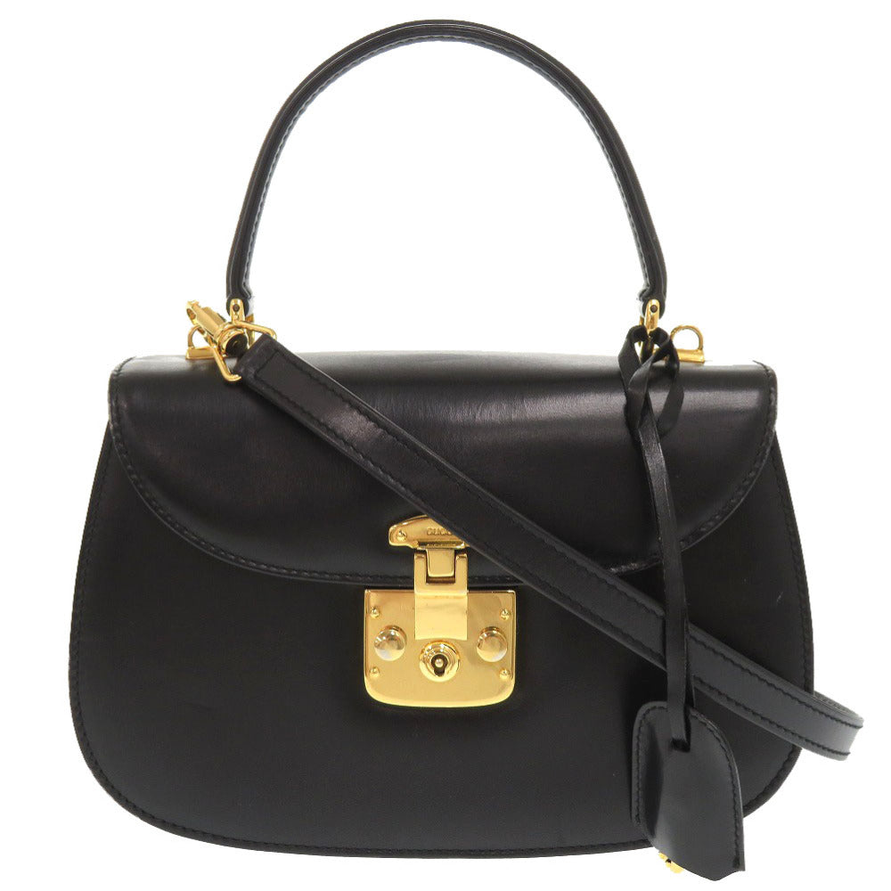 GUCCI Handbag 000 46 0210 leather black Lady Rock Vintage Women Used Authentic