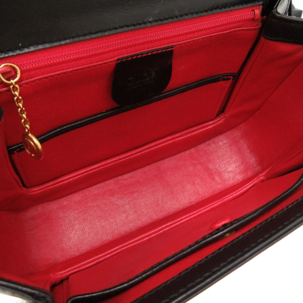 GUCCI Handbag 000 46 0210 leather black Lady Rock Vintage Women Used Authentic