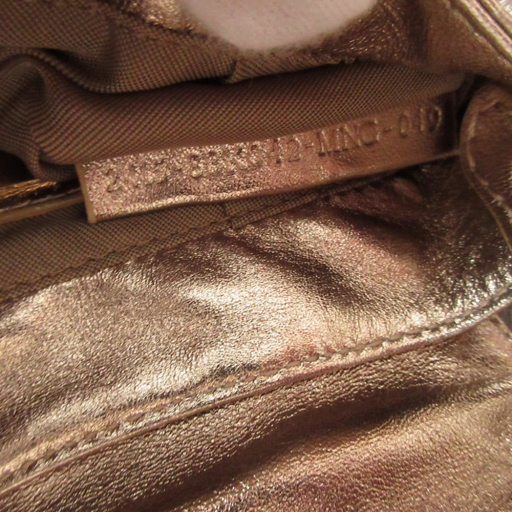FENDI Pouch 8BK042 leather gold Mini Bag Shoulder Pouch Zucca Pattern Women Used Authentic