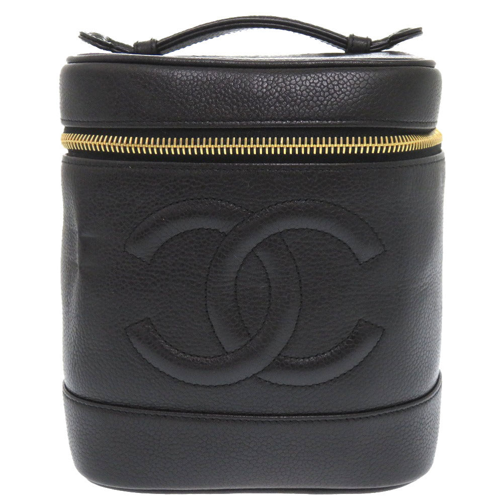 CHANEL Handbag Caviar skin black COCO Mark Vertical vanity bag Women Used Authentic