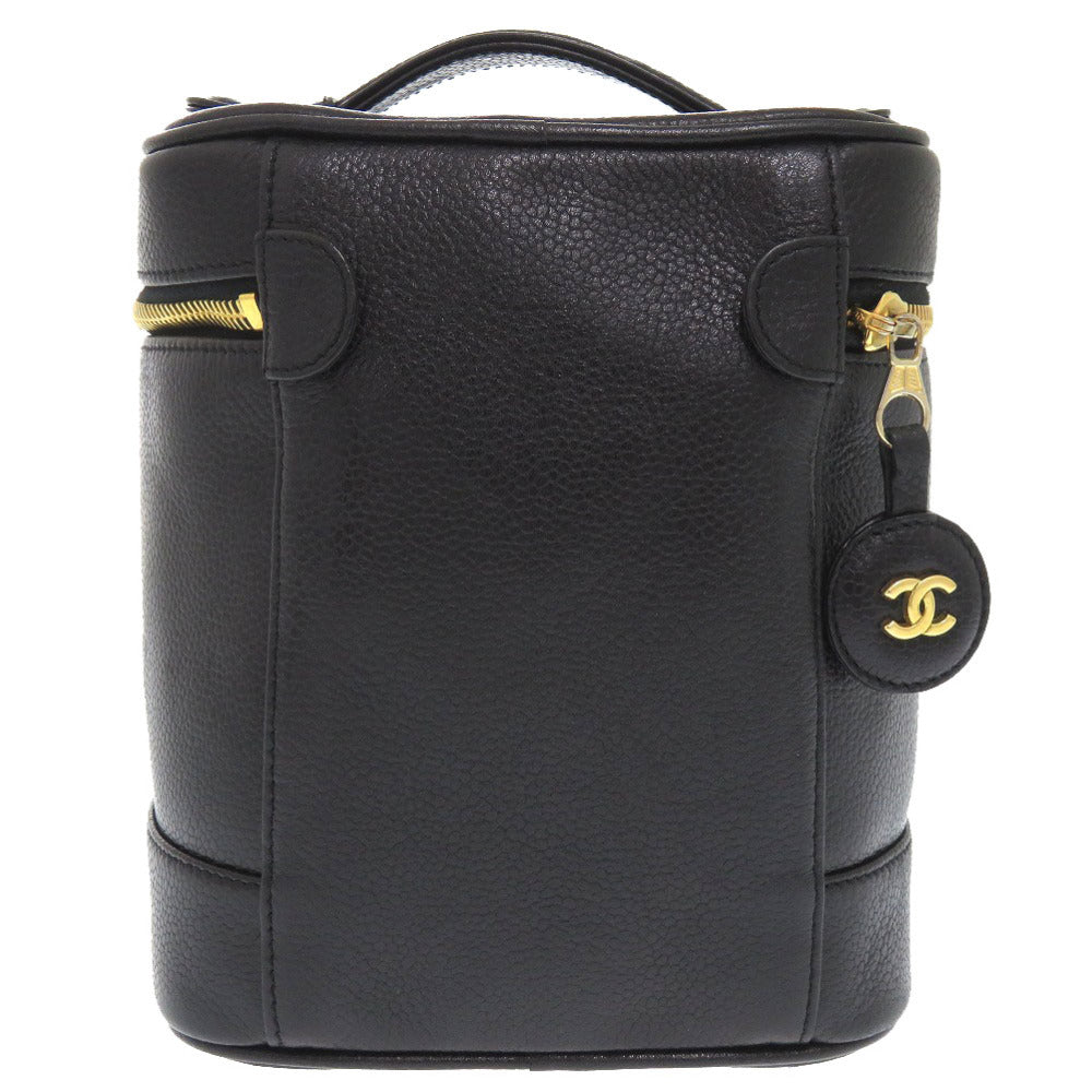 CHANEL Handbag Caviar skin black COCO Mark Vertical vanity bag Women Used Authentic