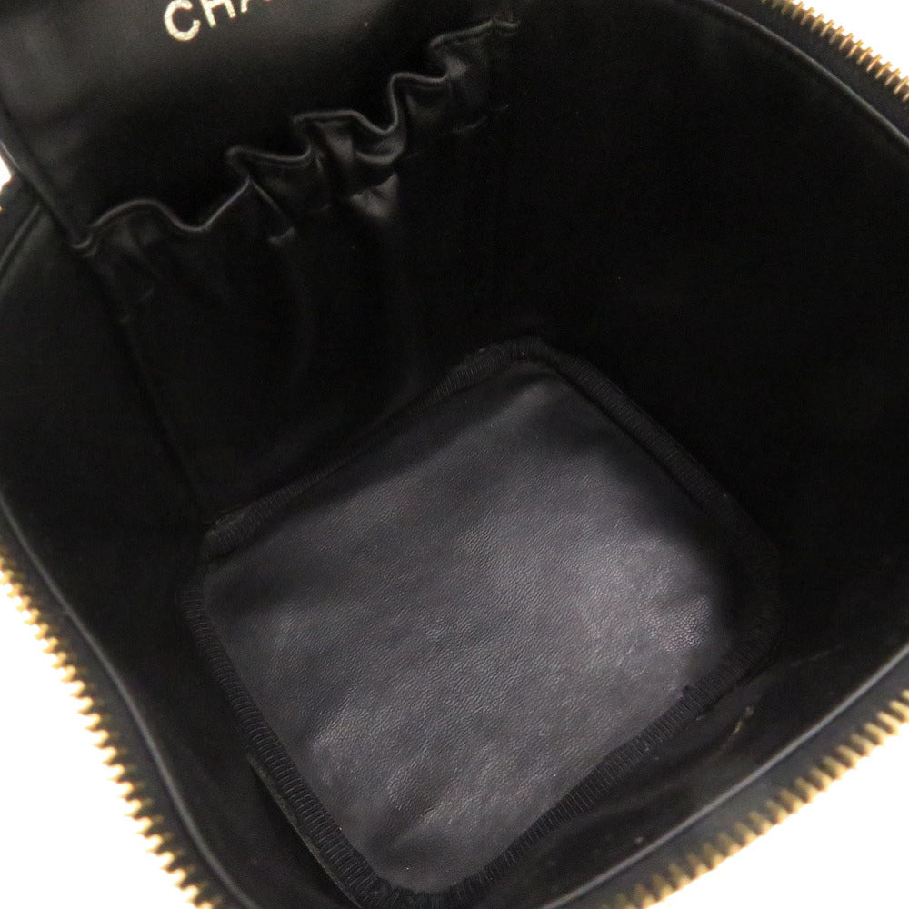 CHANEL Handbag Caviar skin black COCO Mark Vertical vanity bag Women Used Authentic