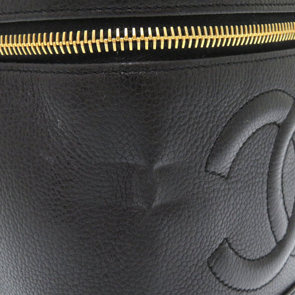 CHANEL Handbag Caviar skin black COCO Mark Vertical vanity bag Women Used Authentic