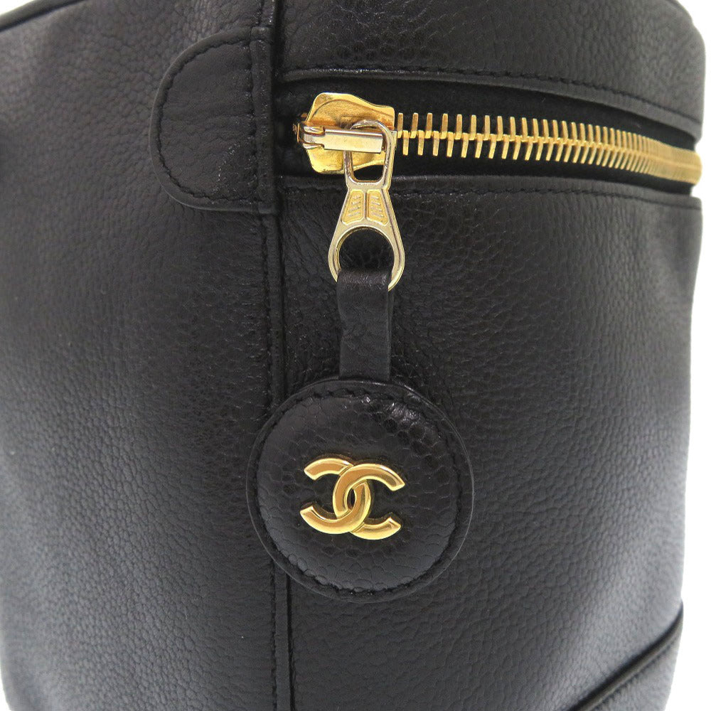 CHANEL Handbag Caviar skin black COCO Mark Vertical vanity bag Women Used Authentic
