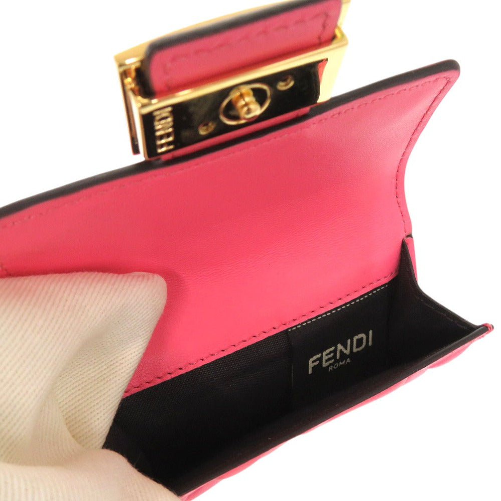 FENDI Tri-fold wallet 8M0395 leather pink Baguette Micro
