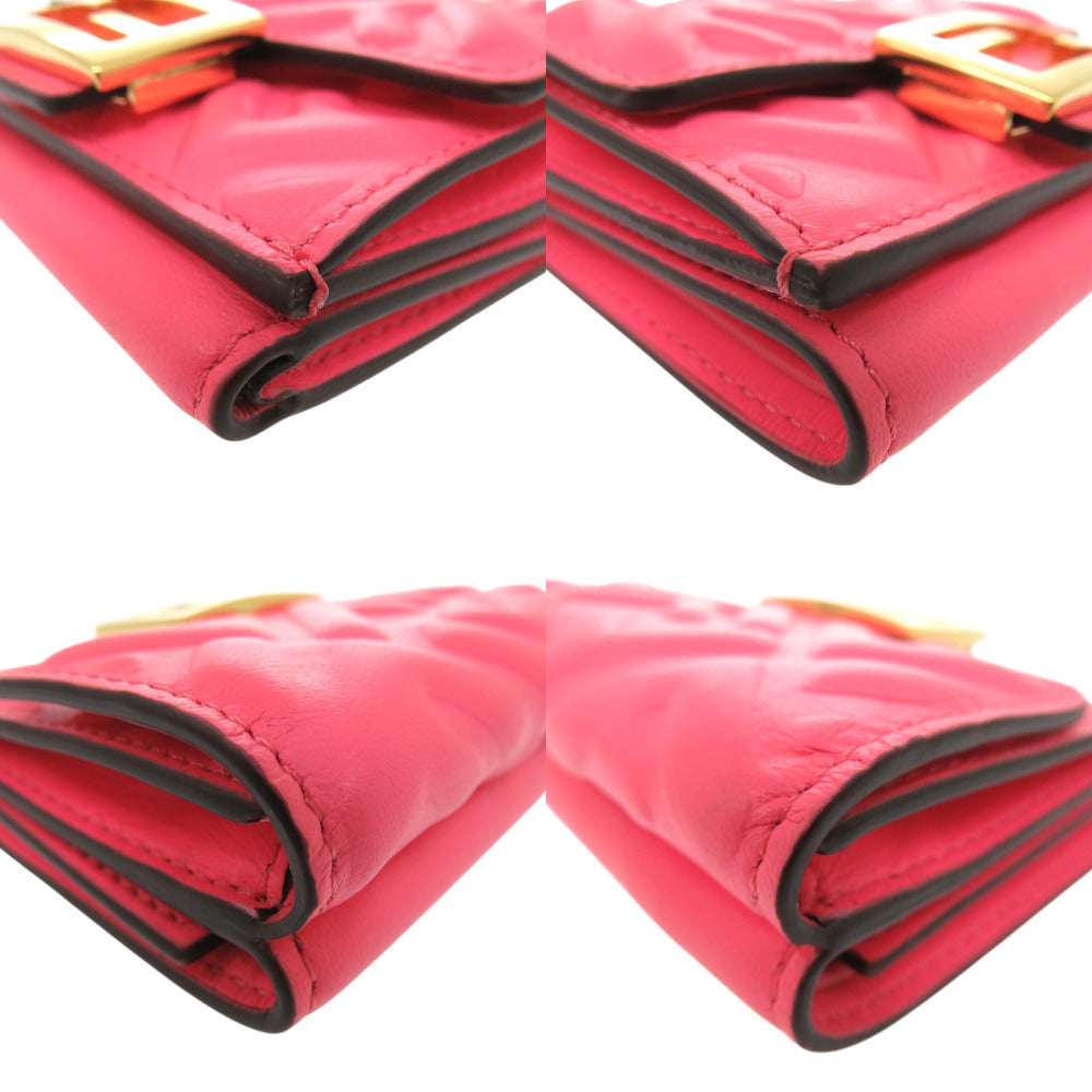 FENDI Tri-fold wallet 8M0395 leather pink Baguette Micro