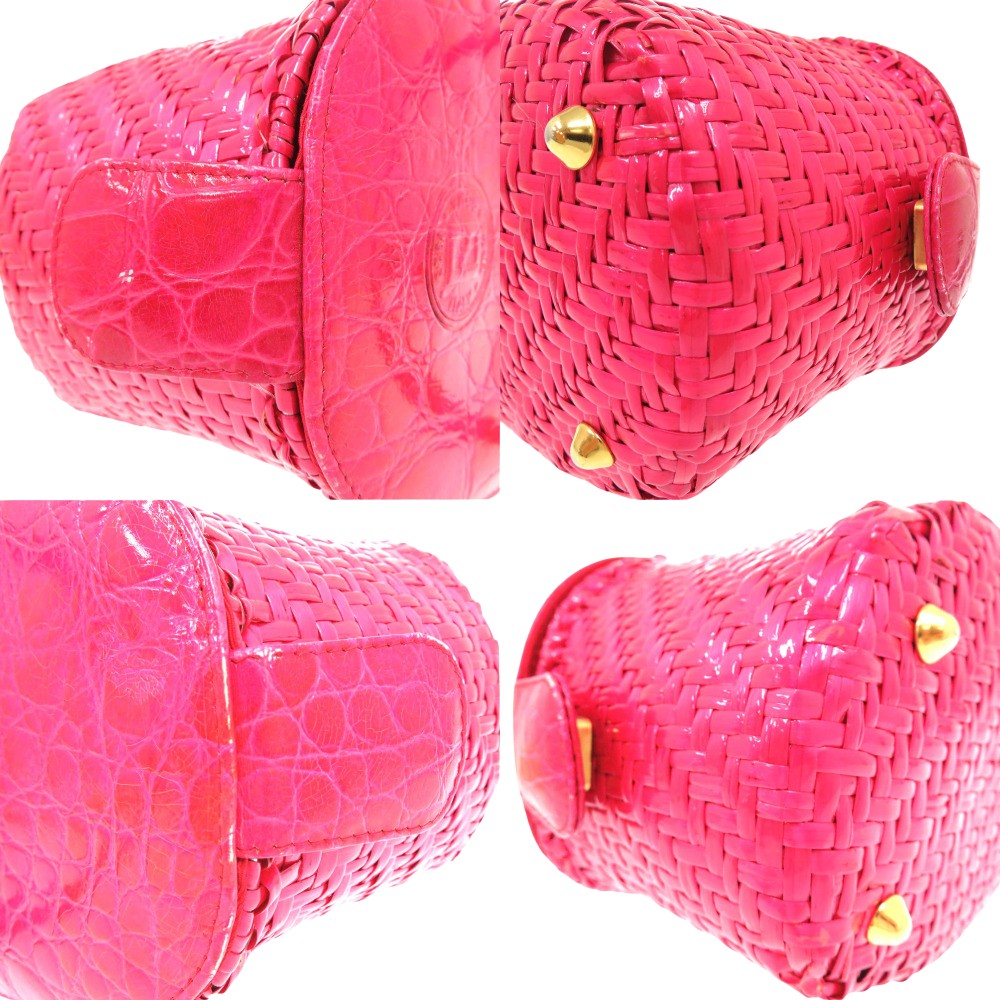 FENDI Handbag straw pink Basket bag vanity bag Women Used Authentic
