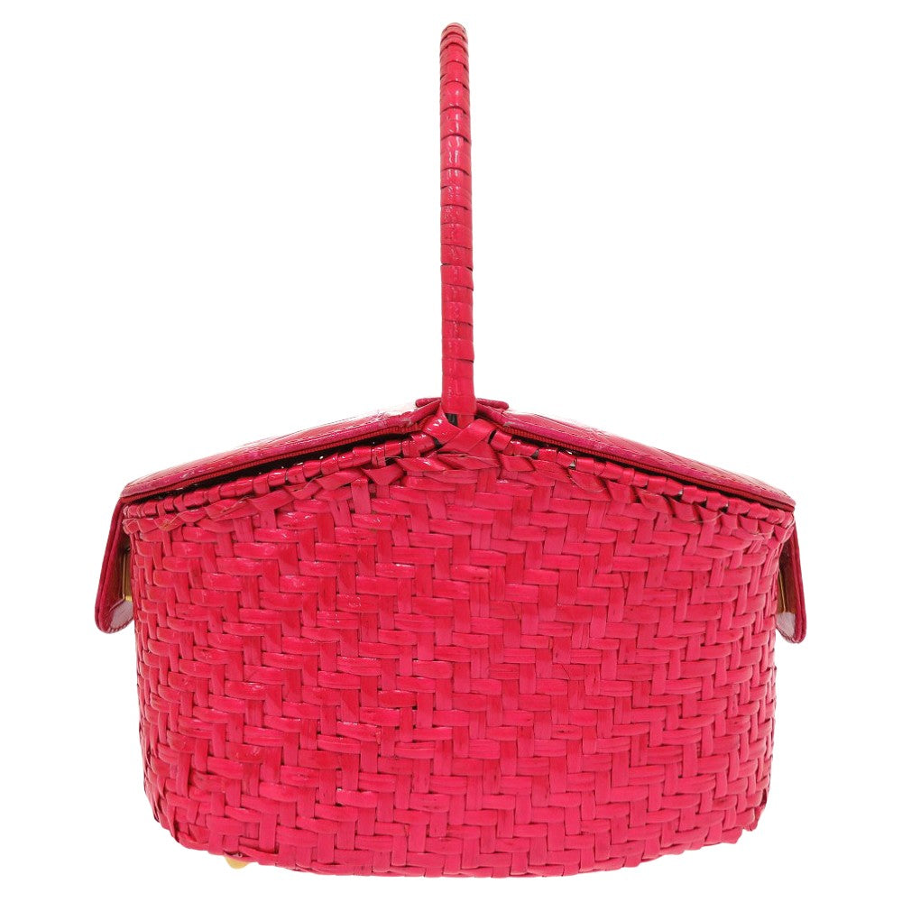 FENDI Handbag straw pink Basket bag vanity bag Women Used Authentic