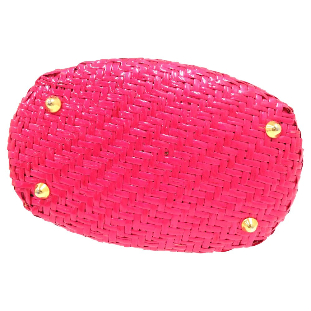 FENDI Handbag straw pink Basket bag vanity bag Women Used Authentic