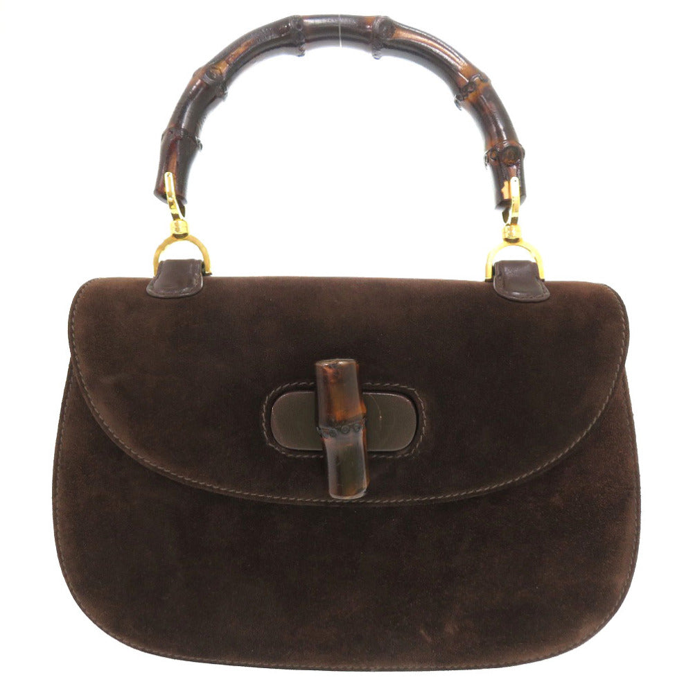 GUCCI Handbag leather Brown Bamboo turnlock handbag Women Used Authentic