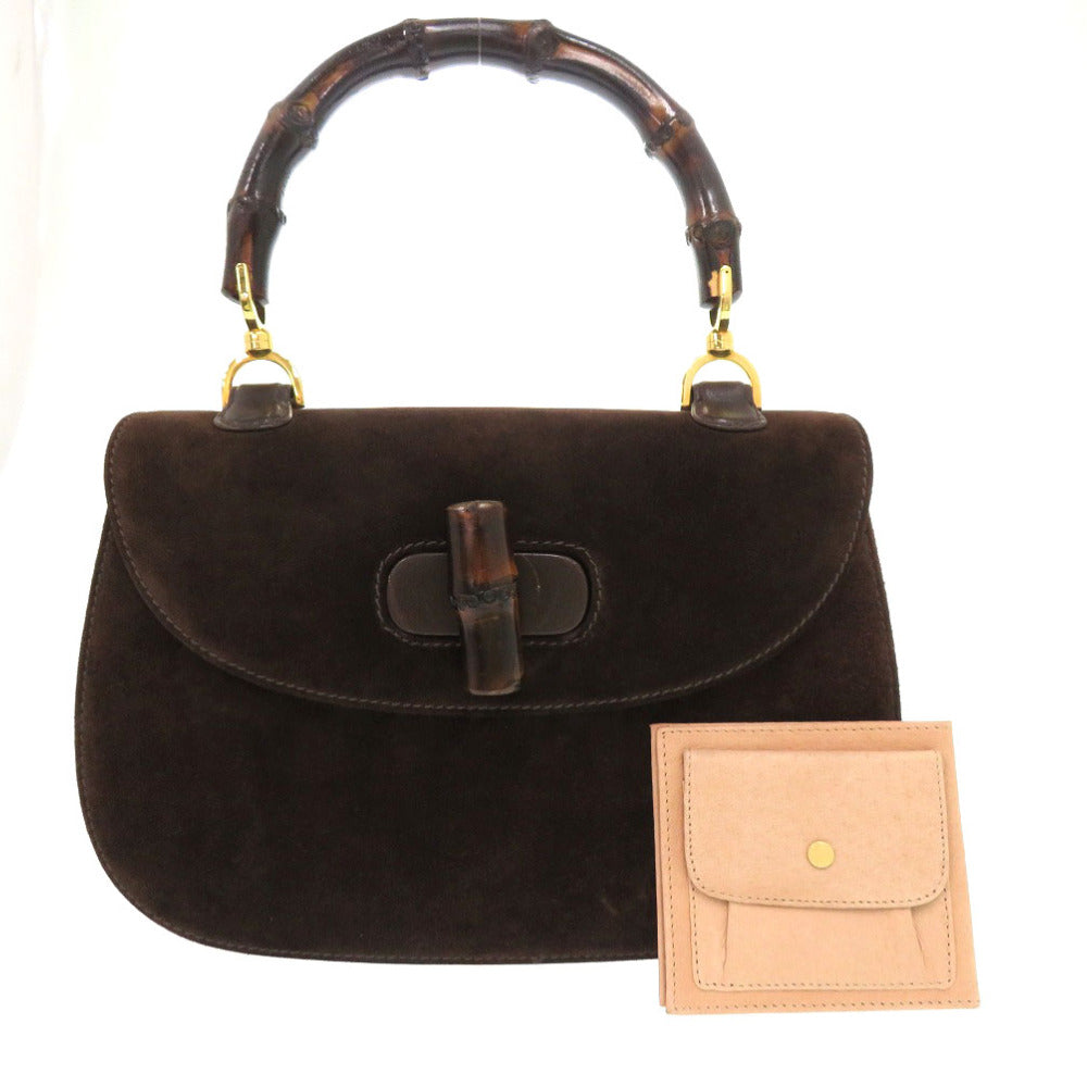 GUCCI Handbag leather Brown Bamboo turnlock handbag Women Used Authentic