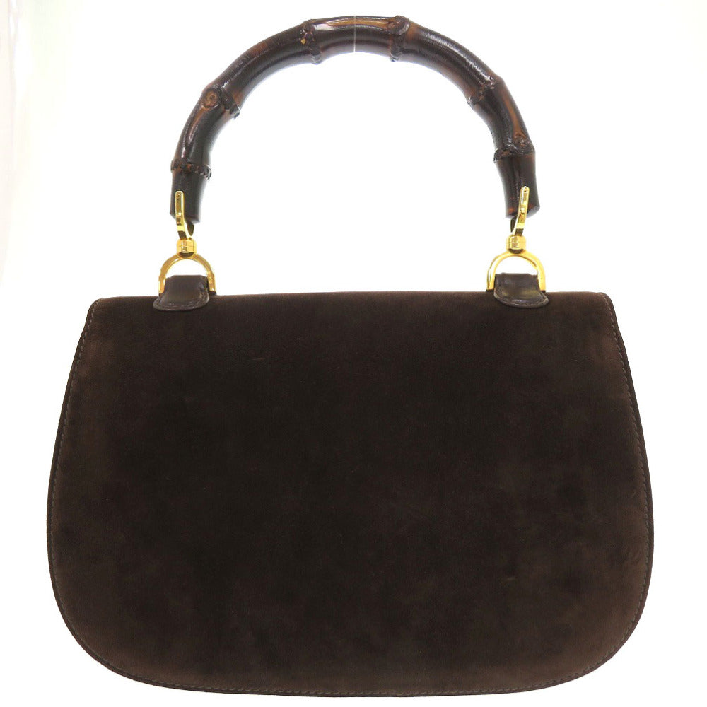 GUCCI Handbag leather Brown Bamboo turnlock handbag Women Used Authentic