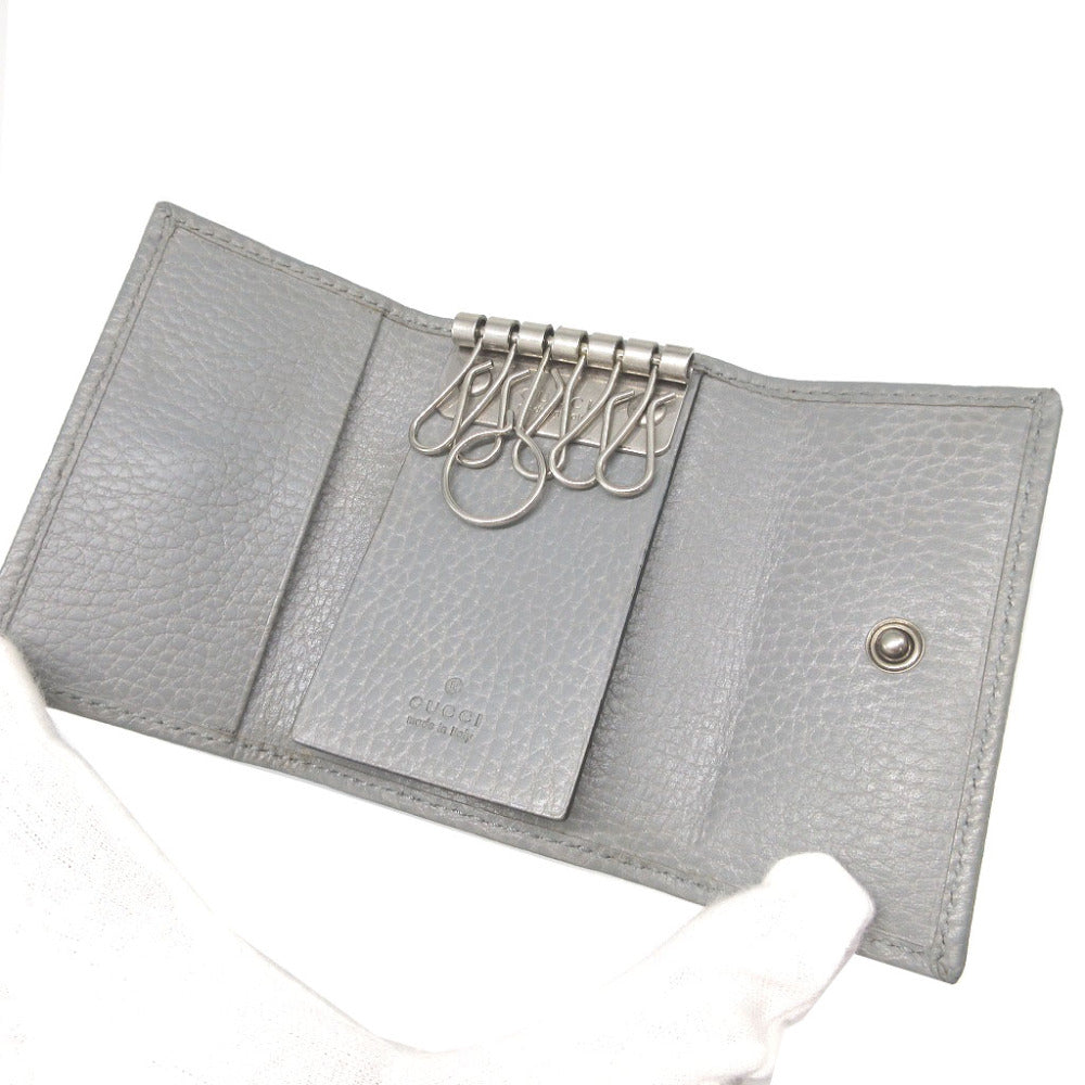 GUCCI Key case Key holder 456118 leather gray GG Marmont
