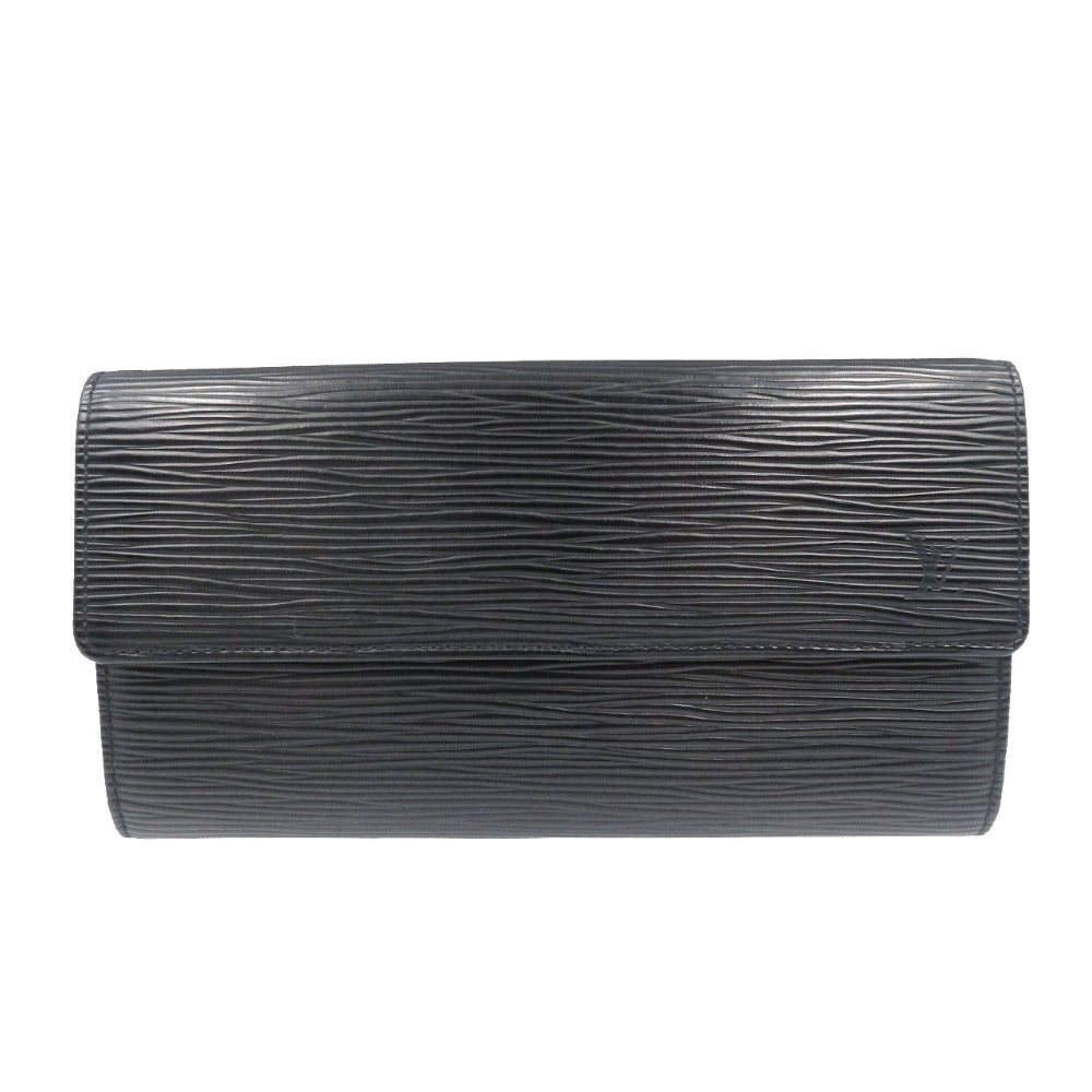 LOUIS VUITTON Long Wallet Purse M63592 Epi Leather Noir Epi Pochette Porto Monnet Credit