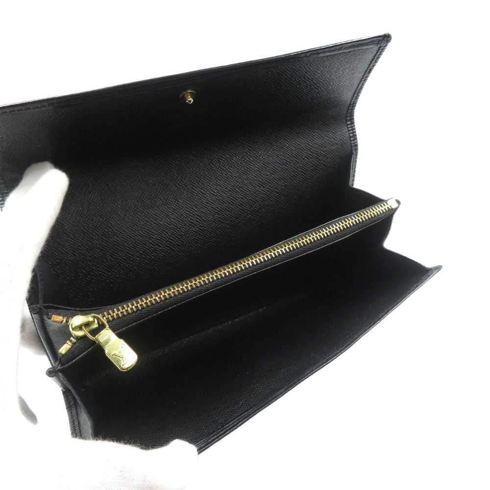 LOUIS VUITTON Long Wallet Purse M63592 Epi Leather Noir Epi Pochette Porto Monnet Credit