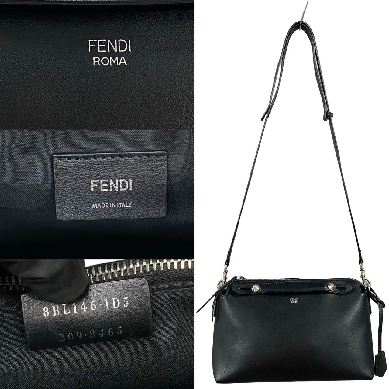 FENDI Shoulder Bag leather black By the way medium
