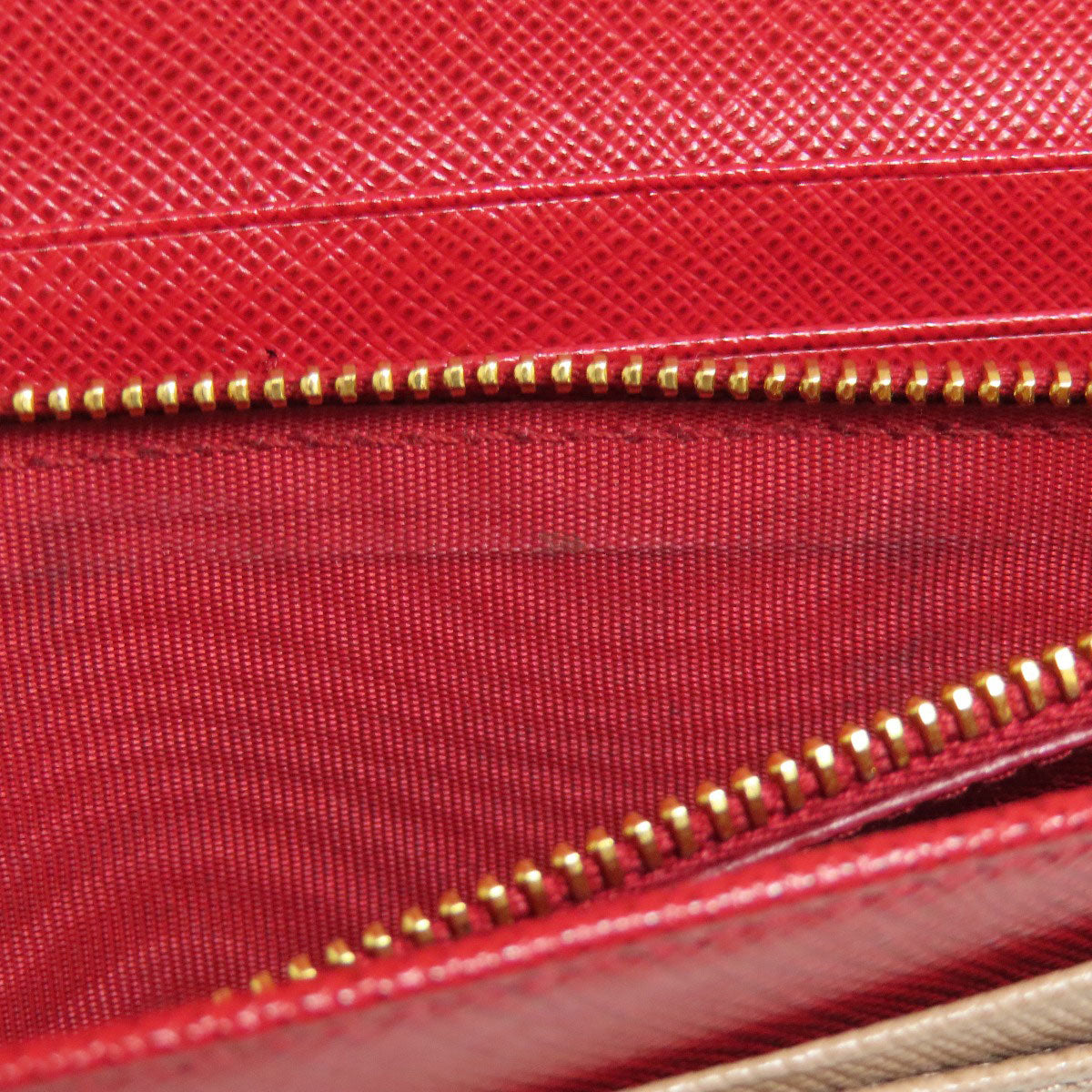 PRADA Long Wallet Purse leather beige Safiano logo