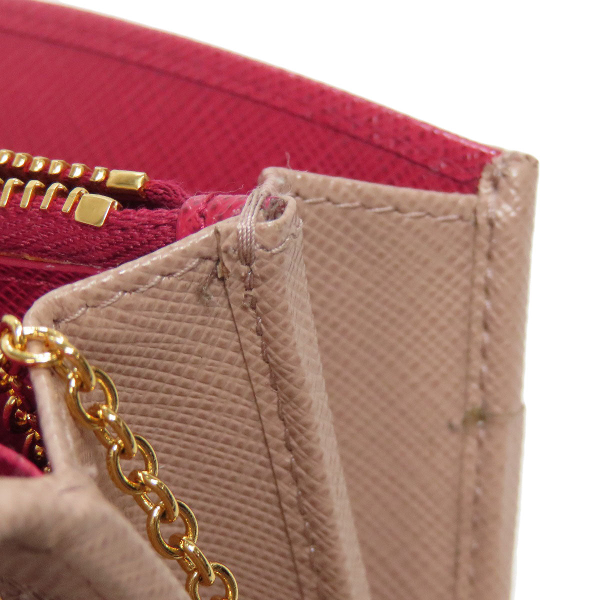 PRADA Long Wallet Purse leather beige Safiano logo