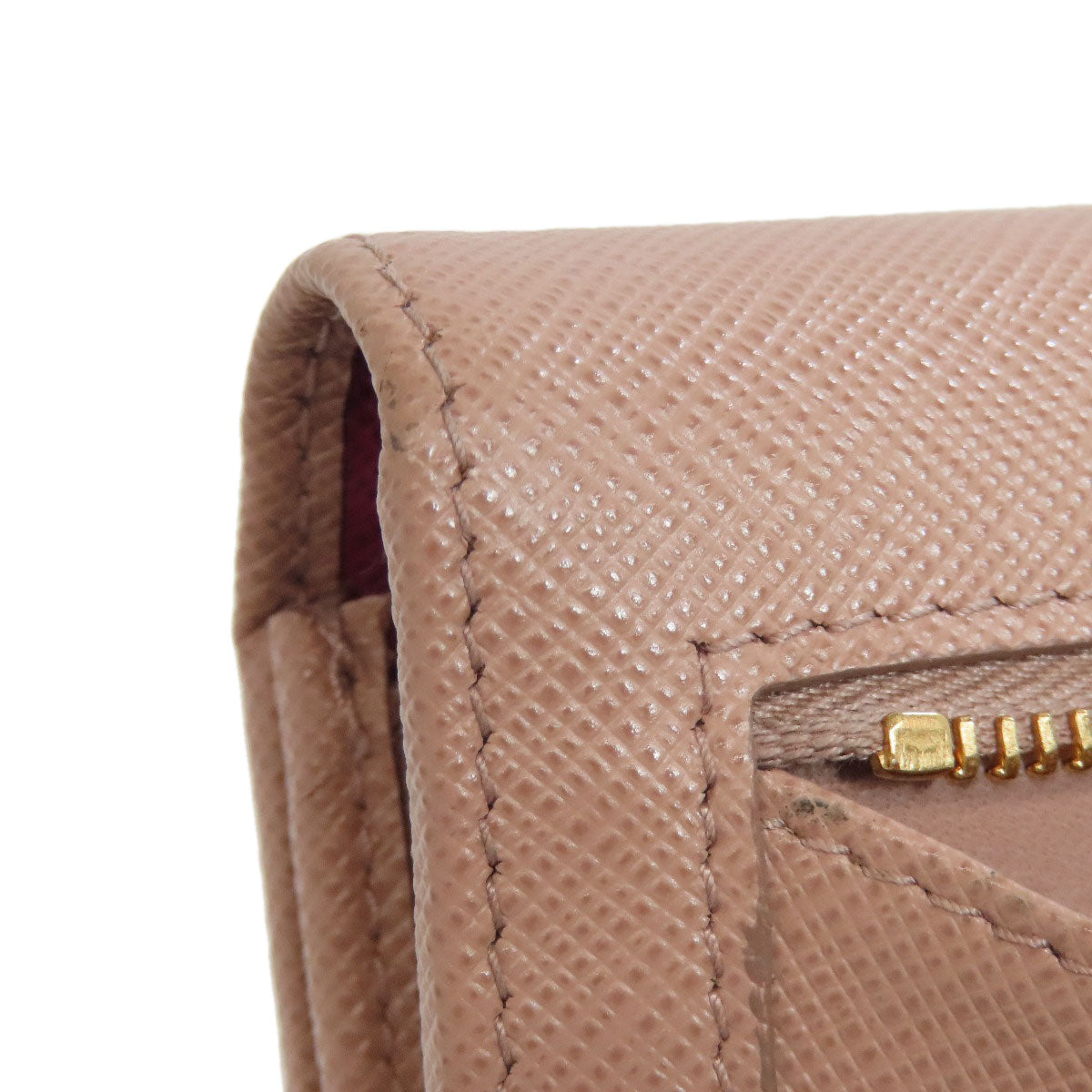 PRADA Long Wallet Purse leather beige Safiano logo