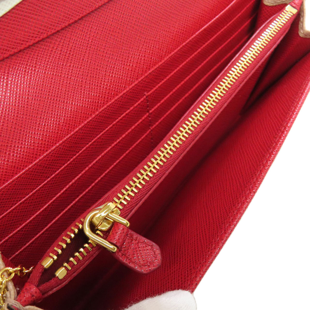 PRADA Long Wallet Purse leather beige Safiano logo