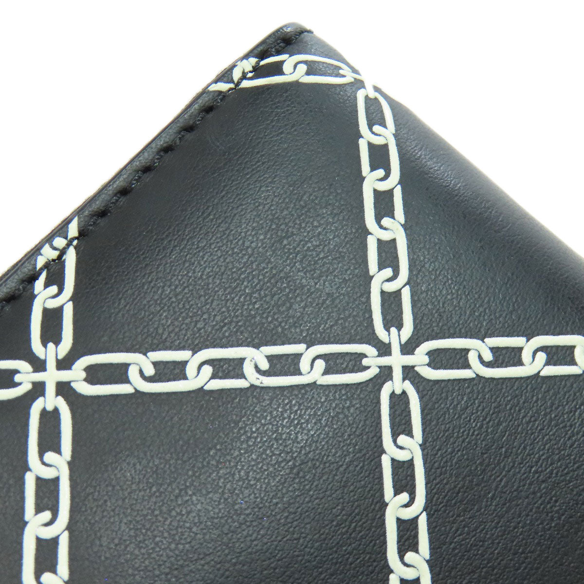 BURBERRY Long Wallet Purse leather black Chain motif