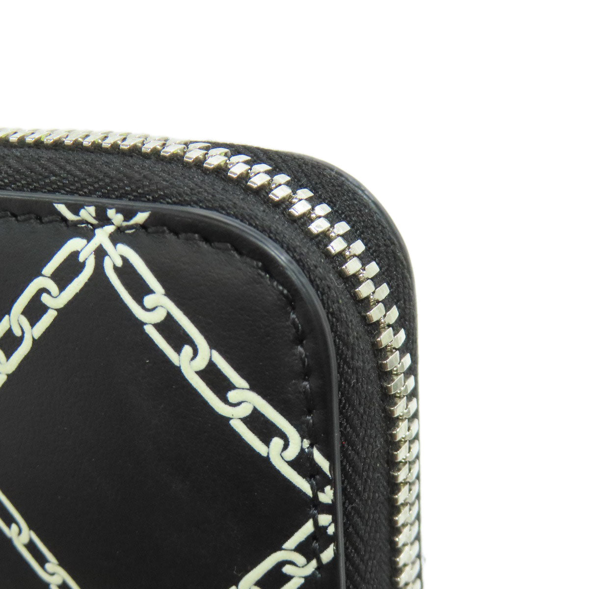 BURBERRY Long Wallet Purse leather black Chain motif