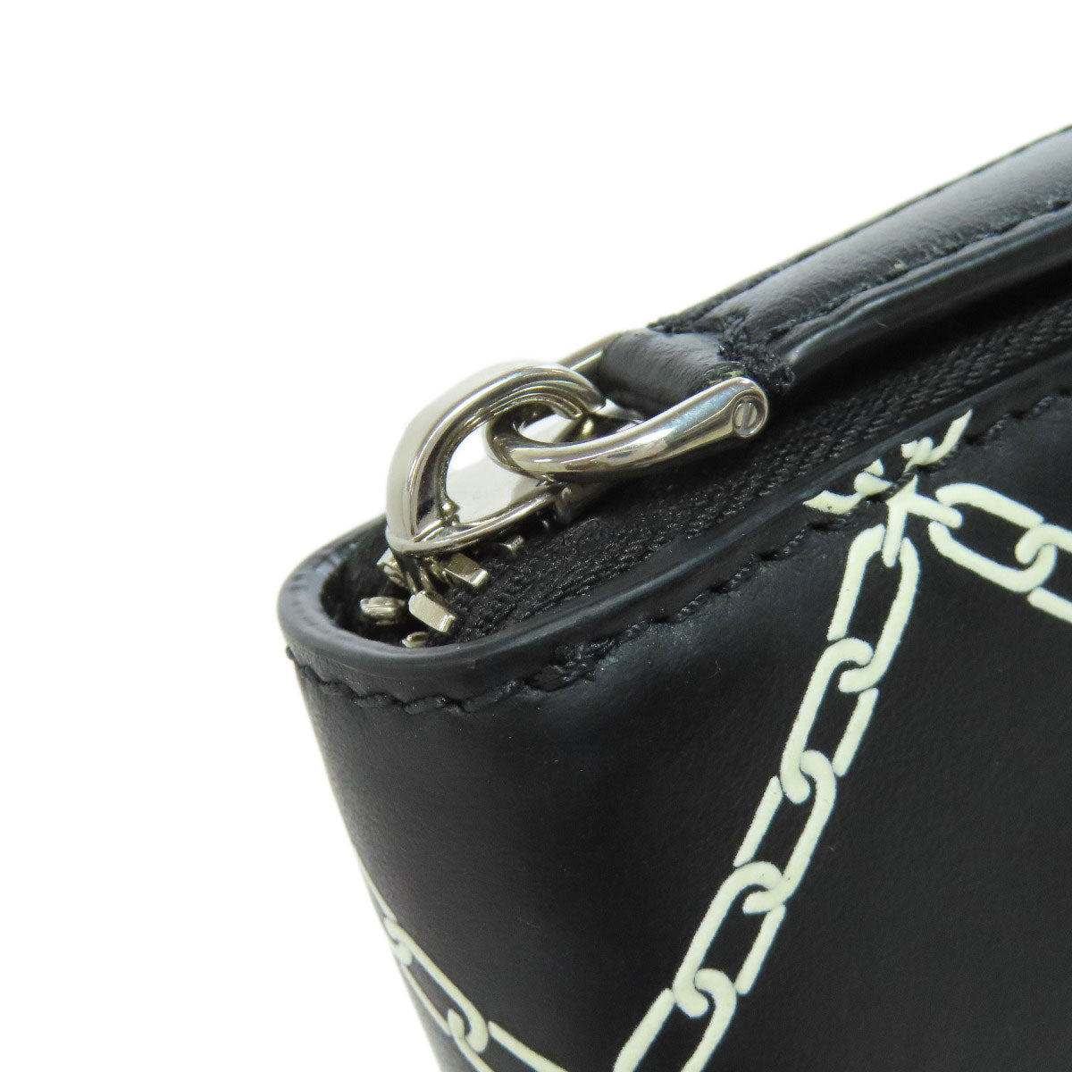 BURBERRY Long Wallet Purse leather black Chain motif