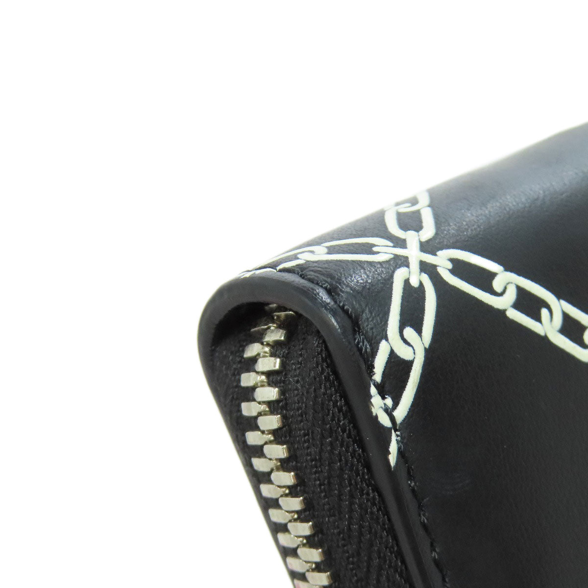 BURBERRY Long Wallet Purse leather black Chain motif