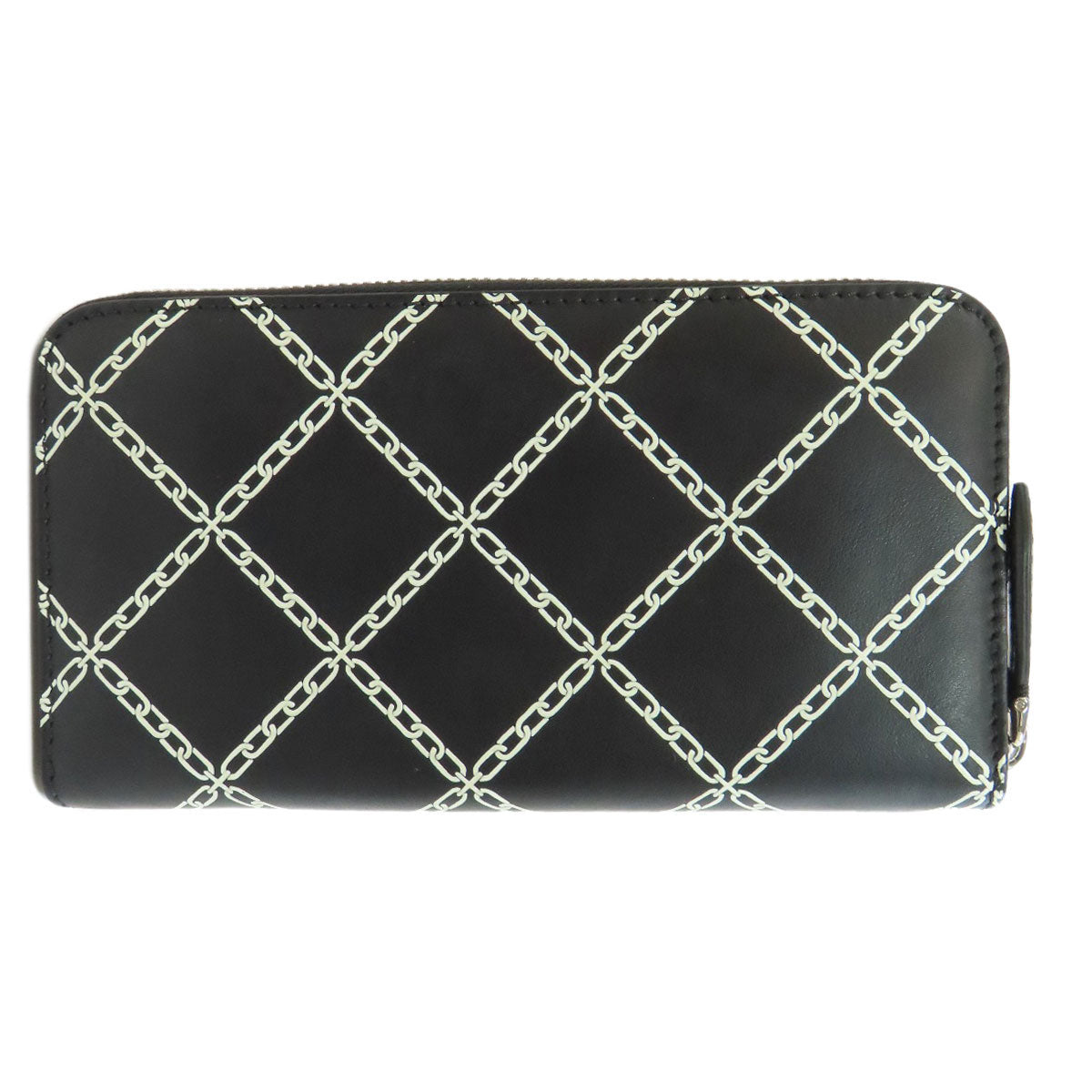 BURBERRY Long Wallet Purse leather black Chain motif