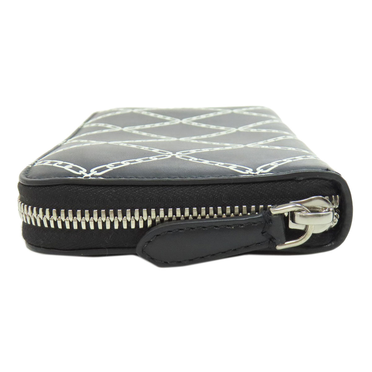 BURBERRY Long Wallet Purse leather black Chain motif