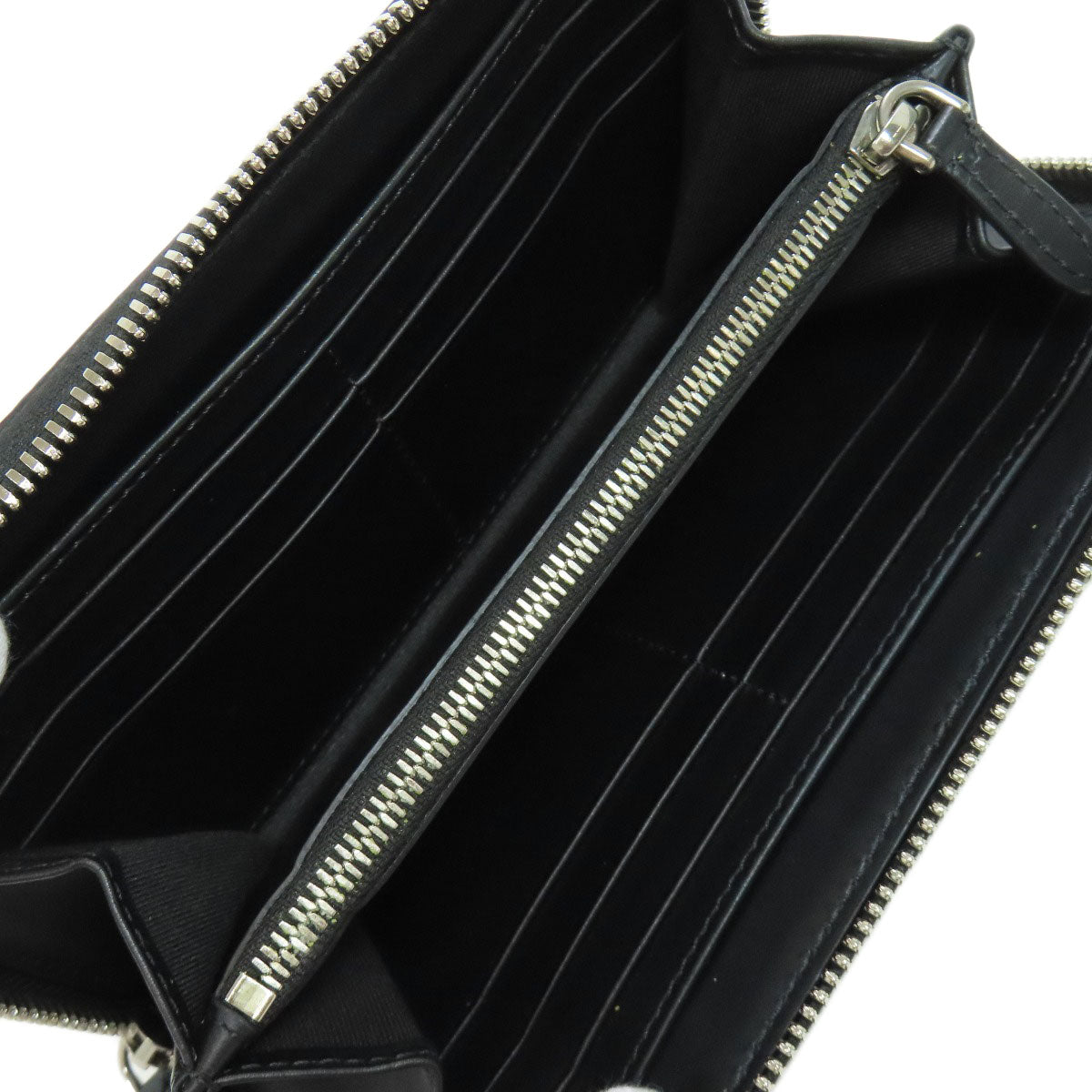 BURBERRY Long Wallet Purse leather black Chain motif