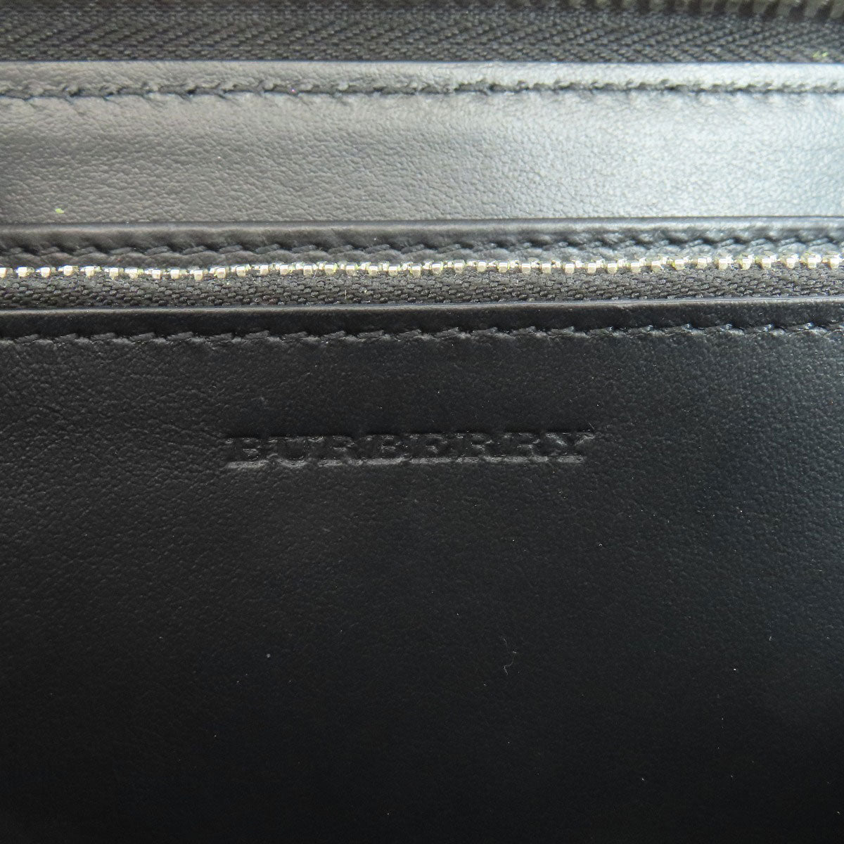 BURBERRY Long Wallet Purse leather black Chain motif