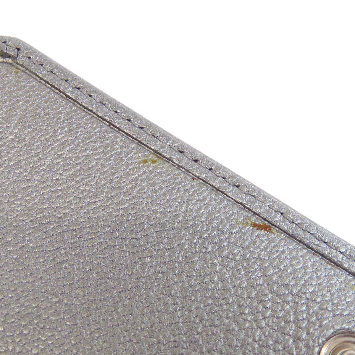 CHANEL Long Wallet Purse Calfskin Silver COCO Mark SilverMetal