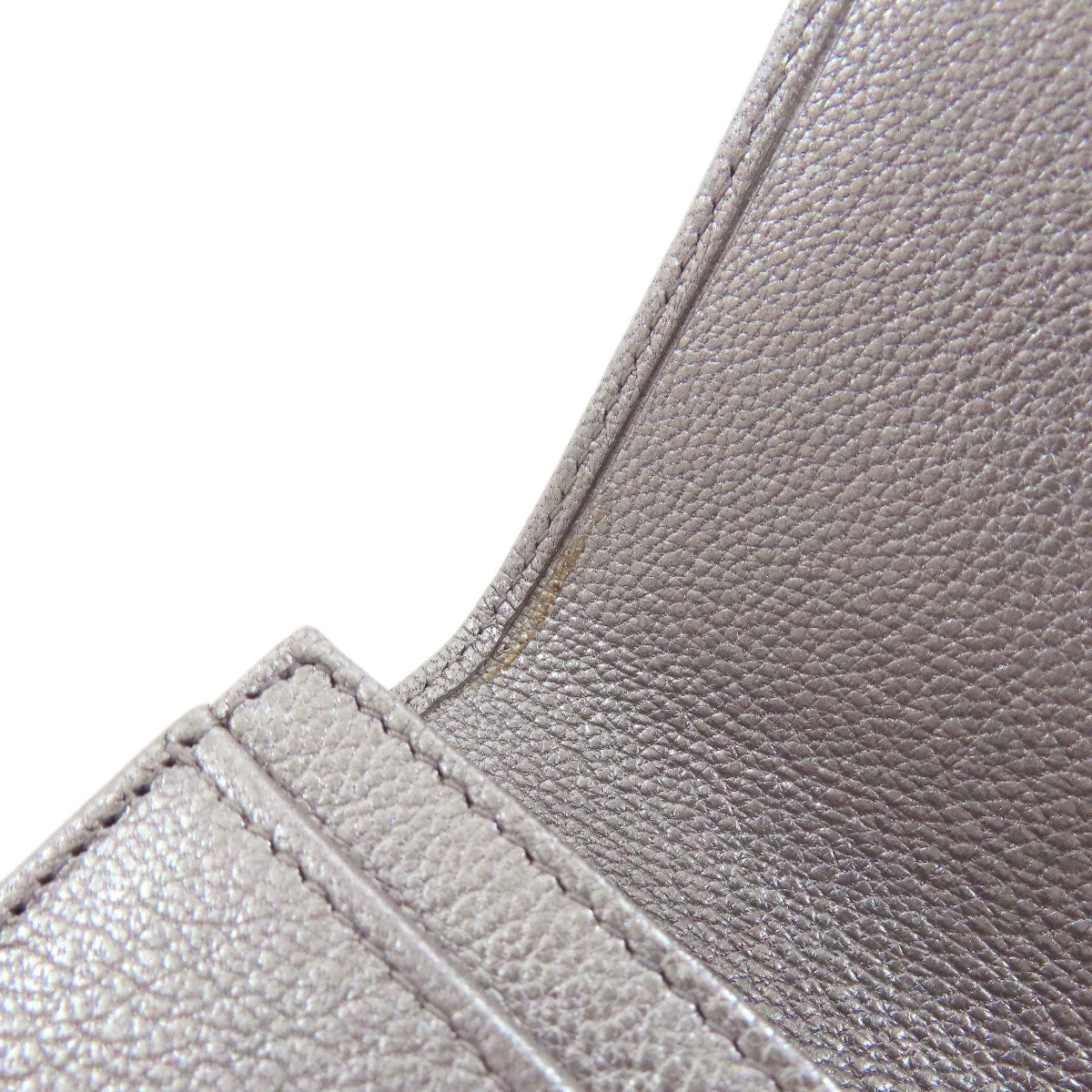 CHANEL Long Wallet Purse Calfskin Silver COCO Mark SilverMetal