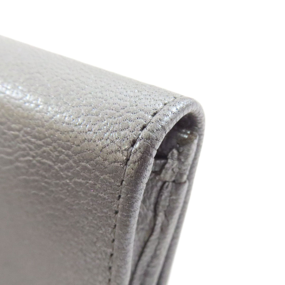 CHANEL Long Wallet Purse Calfskin Silver COCO Mark SilverMetal