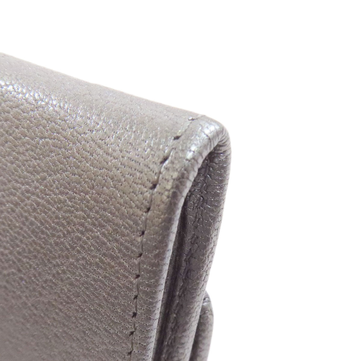 CHANEL Long Wallet Purse Calfskin Silver COCO Mark SilverMetal